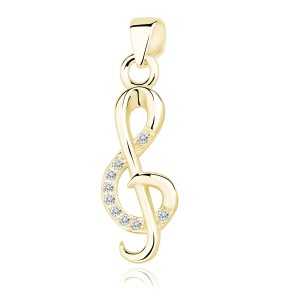 Srebrna zawieszka klucz wiolinowy z cyrkoniami