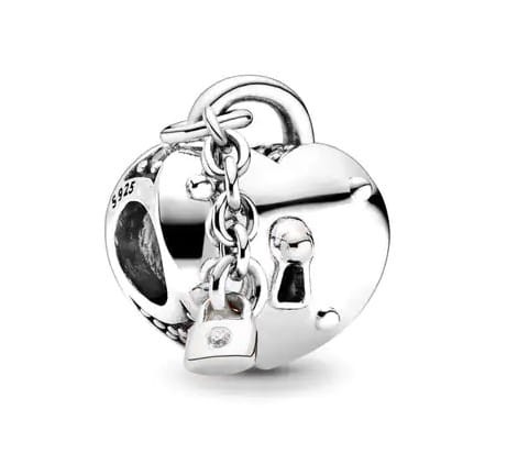 Charms srebrny serce kłódka