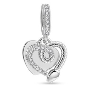 Charms srebrny serce z cyrkoniami