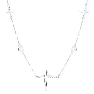 Srebrny naszyjnik serca i linie pulsu