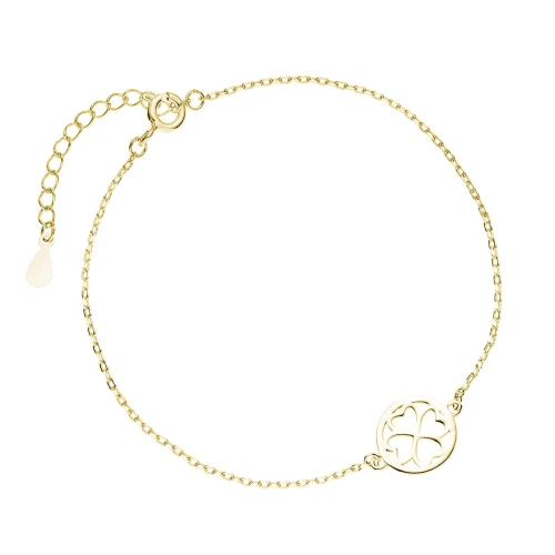 Pozłacana bransoletka - koniczynka serca w kole na rękę