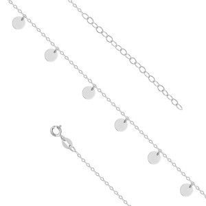 Srebrna bransoletka na nogę  z kółeczkami