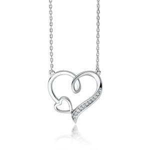 Srebrny naszyjnik podwójne serce z cyrkoniami