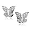 Srebrne kolczyki motylki z cyrkoniami