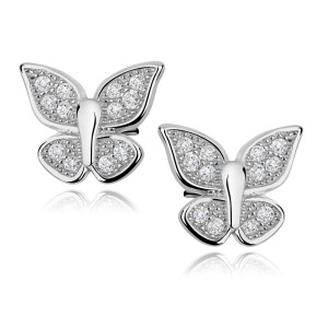 Srebrne kolczyki motylki z cyrkoniami