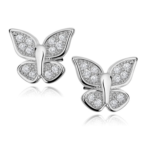 Srebrne kolczyki motylki z cyrkoniami