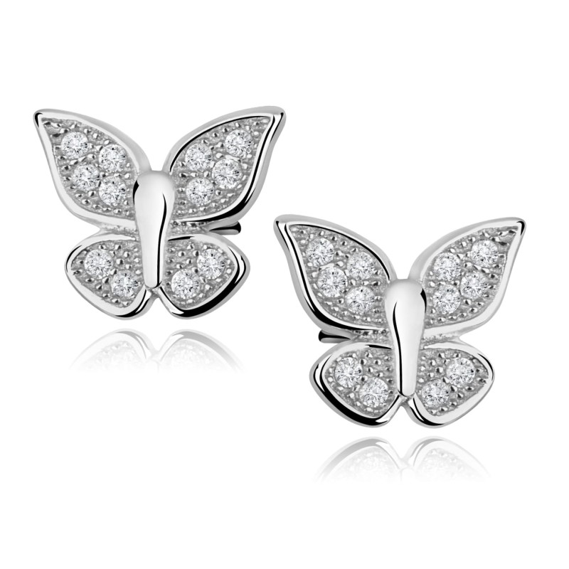 Srebrne kolczyki motylki z cyrkoniami