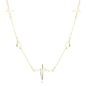 Pozłacany naszyjnik serca i linie pulsu