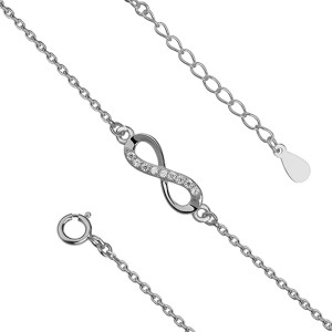 Srebrna bransoletka na rękę nieskończoność z cyrkoniami