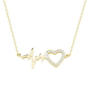 Pozłacany naszyjnik  zawieszka puls i serce z cyrkoniami