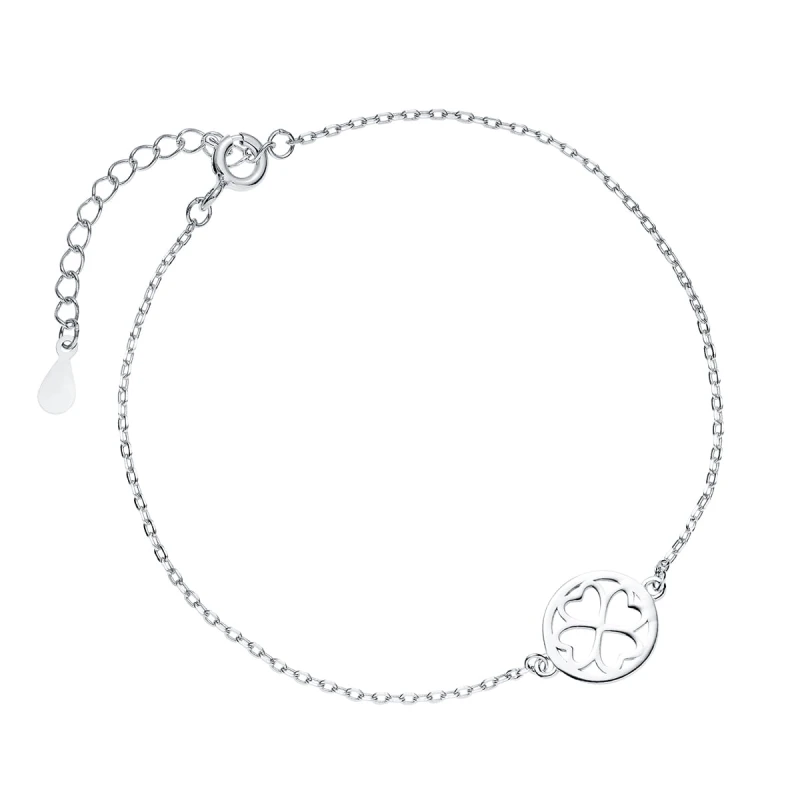 Srebrna bransoletka koniczynka serca w kole