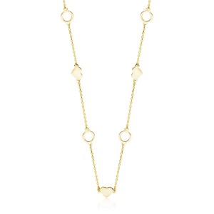 Srebrny naszyjnik serce i kółko pozłacany