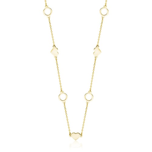 Srebrny naszyjnik serce i kółko pozłacany