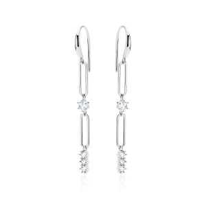 Srebrne kolczyki ogniwka i białe cyrkonie