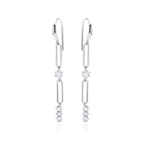 Srebrne kolczyki ogniwka i białe cyrkonie