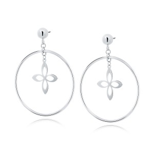 Srebrne kolczyki - koła z kwiatkiem