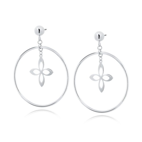 Srebrne kolczyki - koła z kwiatkiem