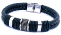 Męska bransoleta stalowa skórzana